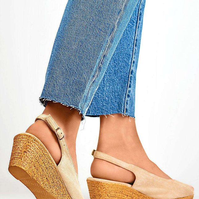 Sustainable Chic Wedge Sandals with Trendy Buckle Accents