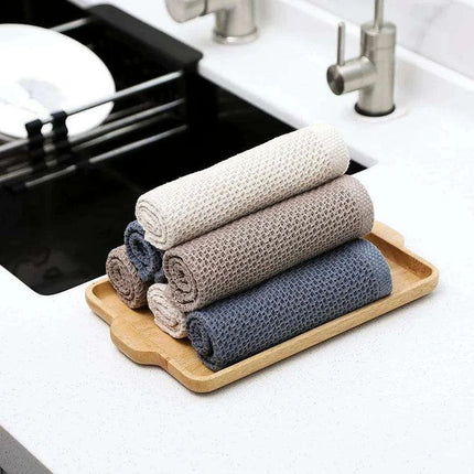 Sustainable Cotton Cleaning Cloths - Set of 5 Ultra-Absorbent Kitchen Towels..