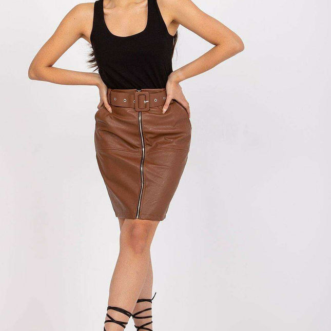 Sustainable Eco Leather Pencil Skirt With Belt Side Pockets