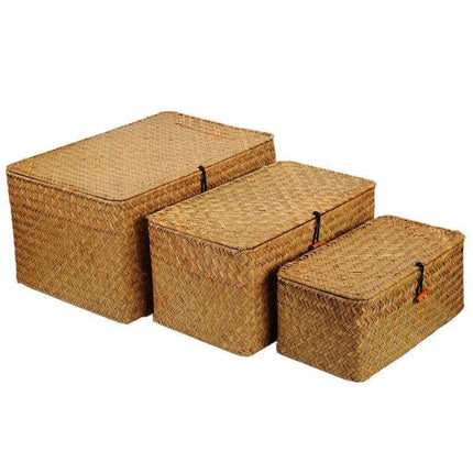 Sustainable Handwoven Seagrass Organizer Basket: Eco-Friendly Storage Solution..