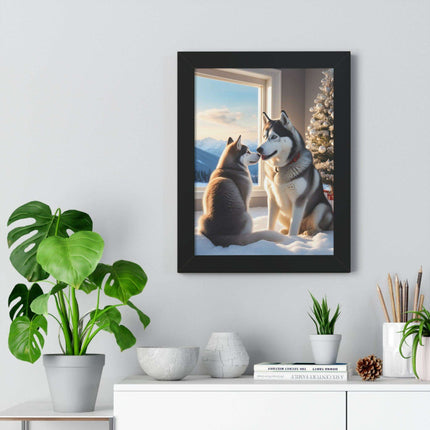 Sustainable Holiday Husky Vertical Wall Art Print..