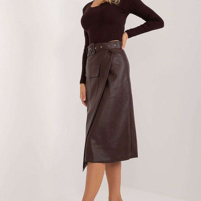Sustainable Style: Belted Midi Skirt with Innovative Envelope Front