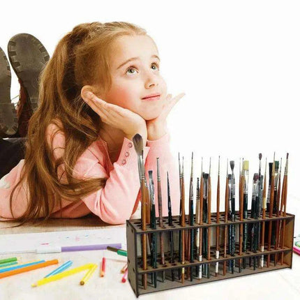 Sustainable Wooden Workspace Organizer - Stylish Caddy for Paint Brushes and Tools - Très Elite