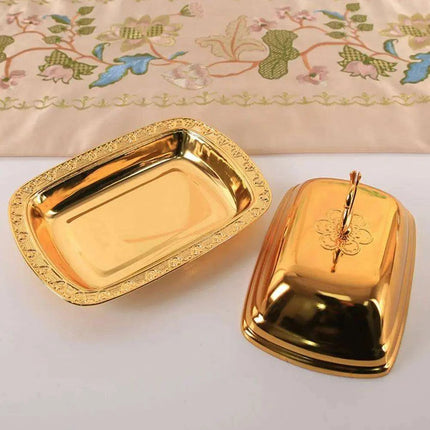 Swan-Inspired Stainless Steel Serving Platter with Protective Lid - Très Elite
