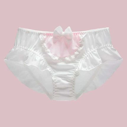 Sweet Delight Milk Silk Bow High Stretch Women's Princess Panties - Large Size Lingerie - Très Elite