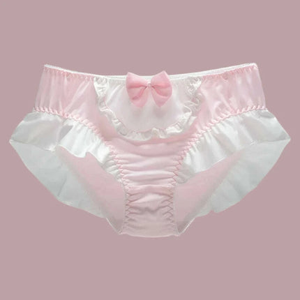 Sweet Delight Milk Silk Bow High Stretch Women's Princess Panties - Large Size Lingerie - Très Elite