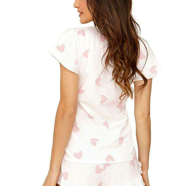 Sweet Hearts Cotton Pajama Set with Pink Heart Decorations