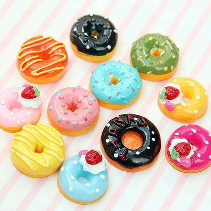 Sweet Mini Donut Dollhouse Toy Set with Tiny Candy Playthings - 10 Piece Bundle