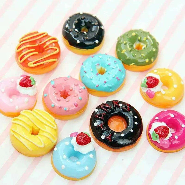 Sweet Mini Donut Dollhouse Toy Set with Tiny Candy Playthings - 10 Piece Bundle