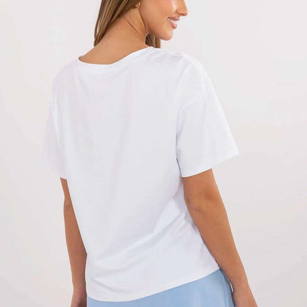 T Shirt Model 213256 White Cotton Blend Tee With Stretch - Très Elite