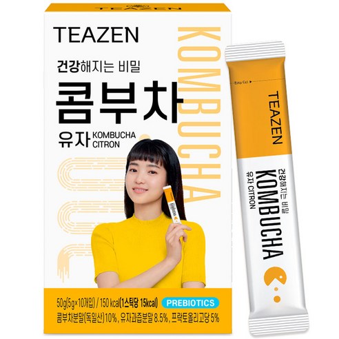 Teazen Kombucha Citron Sticks No Sugar Low Calorie Tea Mix 10 Sticks - Très Elite