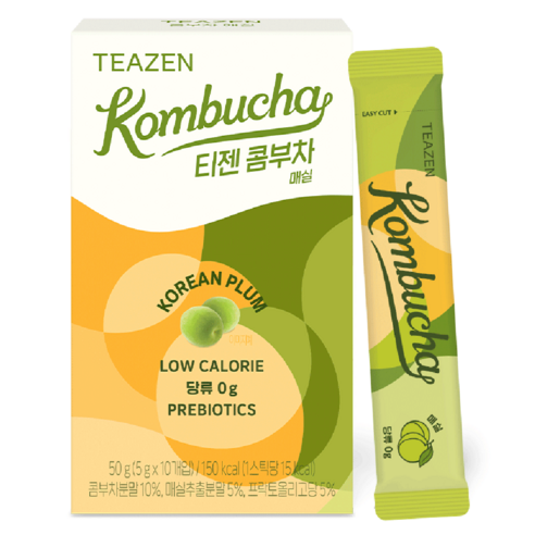 Teazen Kombucha Korean Plum Sticks Zero Sugar 15 Calories 12 Types Probiotics - Très Elite