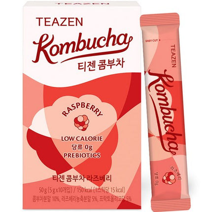 Teazen Kombucha Raspberry Sticks 10 Pack Low Calorie No Sugar - Très Elite