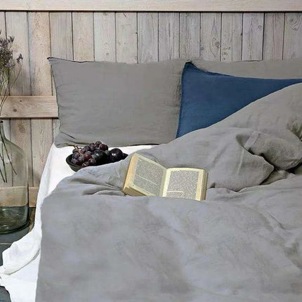 Tailored 100% Linen King Duvet Cover Available in Elegant Natural Gray, Soft Pink, and Serene Blue- Très Elite- Très Elite