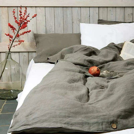 Tailored 100% Linen King Duvet Cover Available in Elegant Natural Gray, Soft Pink, and Serene Blue - Très Elite