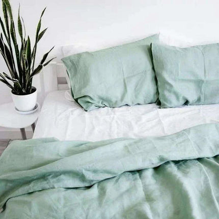 Tailored 100% Linen King Duvet Cover Available in Elegant Natural Gray, Soft Pink, and Serene Blue - Très Elite