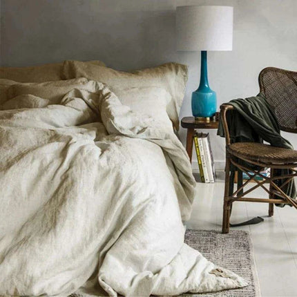 Tailored 100% Linen King Duvet Cover Available in Elegant Natural Gray, Soft Pink, and Serene Blue - Très Elite