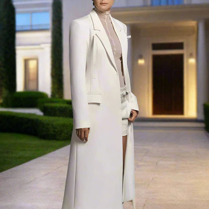 Tailored Suit Dress with Elegant Notched Collar and Structured Shoulders - High Waist - Très Elite