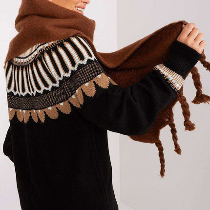 Tassel-Trimmed Cozy Winter Wrap - Stylish Versatile Scarf - Très Elite