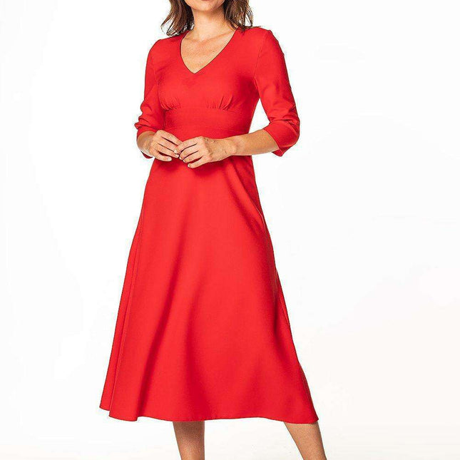 Tessita Maxi Dress with 3/4 Sleeves - Elegant and Pleated