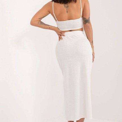 Textured Ribbed Cotton Midi Skirt with Chic Side Split - Très Elite