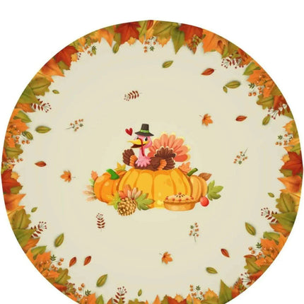 Thanksgiving Autumn Elegance Round Tablecloth | 60 Inch Turkey Harvest Design - Très Elite