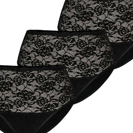 Three-Pack High Waisted Cotton Panties with Floral Lace Sides - Très Elite