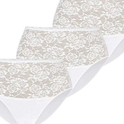 Three-Pack High Waisted Cotton Panties with Floral Lace Sides - Très Elite