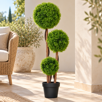 Artificial Three-Ball Topiary Tree in Pot – 110 cm Artificial Trees homcom-artificial-boxwood-tree-with-3-balls-bamboo-leaves-pot-included-indoor-and-outdoor-height-110-cm-green Home & Kitchen > Home Décor Products > Artificial Plants & Flowers > Artificial Trees
