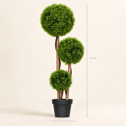 Artificial Three-Ball Topiary Tree in Pot – 110 cm Artificial Trees homcom-artificial-boxwood-tree-with-3-balls-bamboo-leaves-pot-included-indoor-and-outdoor-height-110-cm-green Home & Kitchen > Home Décor Products > Artificial Plants & Flowers > Artificial Trees
