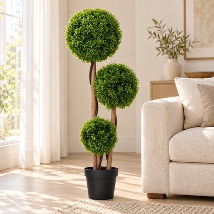 Artificial Three-Ball Topiary Tree in Pot – 110 cm Artificial Trees homcom-artificial-boxwood-tree-with-3-balls-bamboo-leaves-pot-included-indoor-and-outdoor-height-110-cm-green Home & Kitchen > Home Décor Products > Artificial Plants & Flowers > Artificial Trees