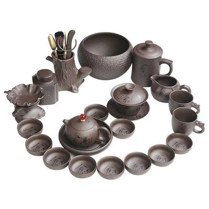 Timeless Charm: 18-Piece Purple Sand Tea Set for the Sophisticated Tea Lover - Très Elite