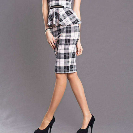 Timeless Charm: Black and Pink Checkered Pencil Skirt by YourNewStyle