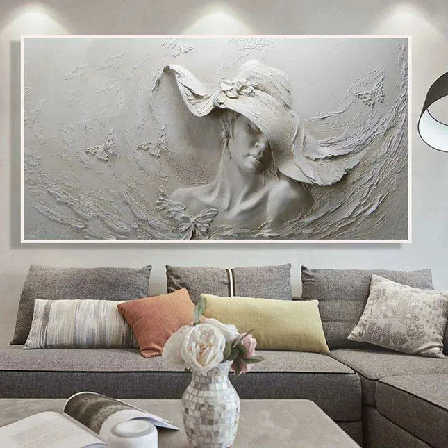 Timeless Elegance: Eco-Friendly Abstract Woman in Hat Canvas Art