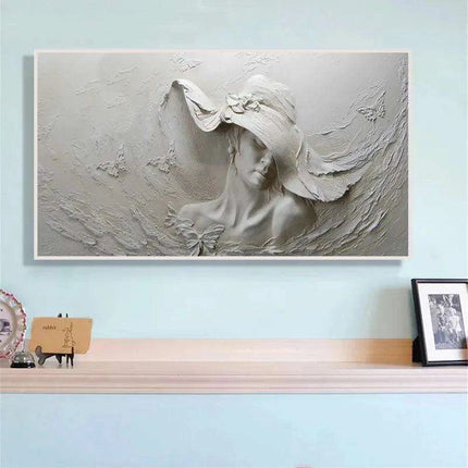Timeless Elegance: Eco-Friendly Abstract Woman in Hat Canvas Art..