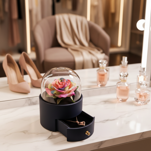 Timeless Elegance: Preserved Rose Jewelry Box Gift Set with Complimentary Necklace - Très Elite