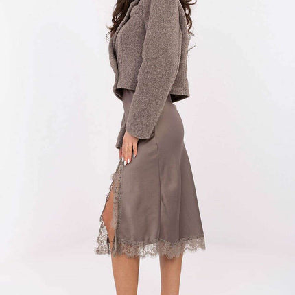 Timeless Elegant Midi Skirt – Elastic Waist, Lace Detail - Très Elite