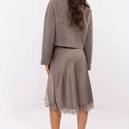 Timeless Elegant Midi Skirt – Elastic Waist, Lace Detail - Très Elite