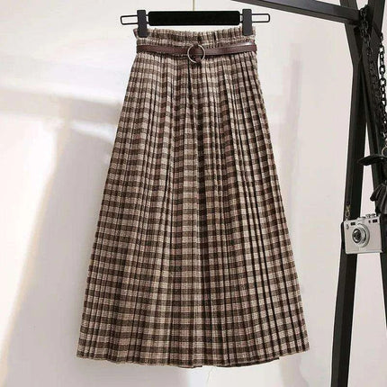 Timeless High-Waisted Plaid Maxi Skirt - Essential for Autumn-Winter - Très Elite
