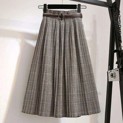 Timeless High-Waisted Plaid Maxi Skirt - Essential for Autumn-Winter