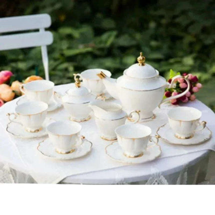 Timeless Nordic Ceramic Tea and Coffee Set with Teapot and Cups - Très Elite