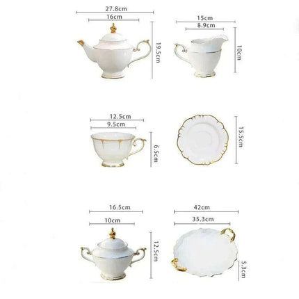 Timeless Nordic Ceramic Tea and Coffee Set with Teapot and Cups - Très Elite