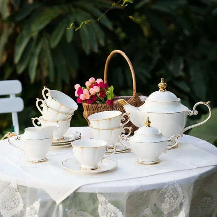 Timeless Nordic Ceramic Tea and Coffee Set with Teapot and Cups - Très Elite