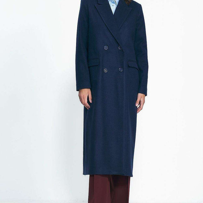Timeless Sophisticated Black Overcoat With Dual Row Closure