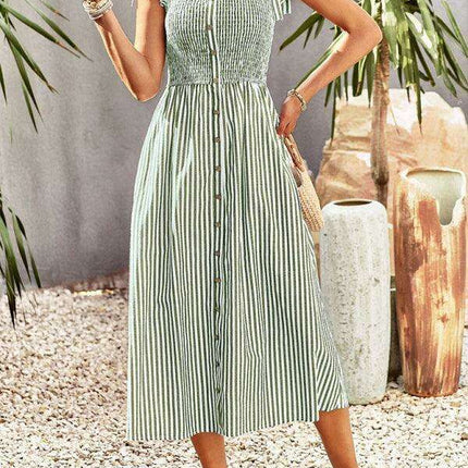 Timeless Striped Suspender Dress for Effortless Sophistication - Très Elite