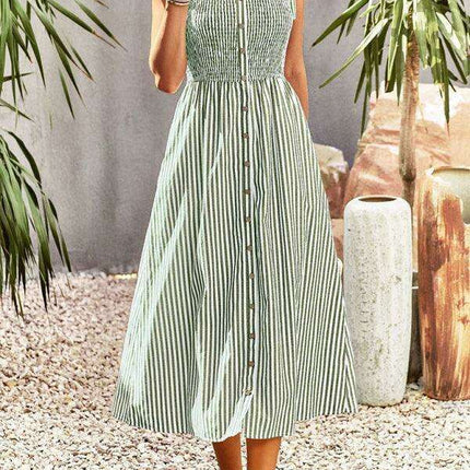 Timeless Striped Suspender Dress for Effortless Sophistication - Très Elite