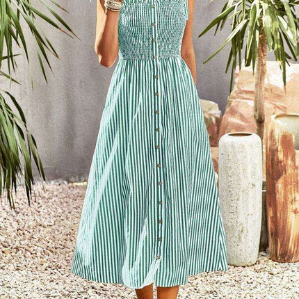 Timeless Striped Suspender Dress for Effortless Sophistication - Très Elite