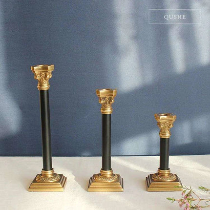 Timeless Vintage Brass Candle Holders - European Elegance for Intimate Dinners and Home Styling- Très Elite- Très Elite