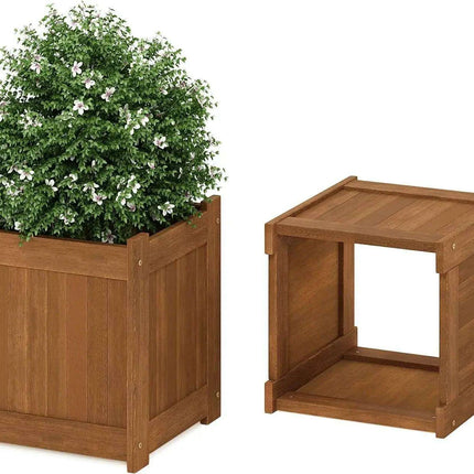 Tioman Hardwood Garden Bench Planter - Stylish Outdoor Seating and Flower Box Combination - Très Elite
