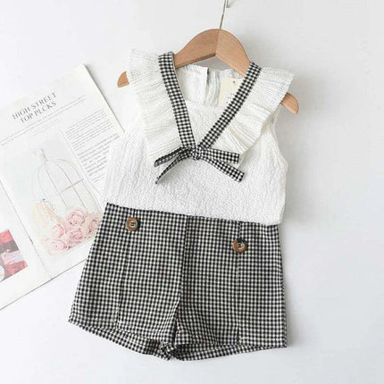 Toddler Girls' Stylish Summer Chiffon Top and Plaid Shorts Ensemble 2-6 Years - Très Elite